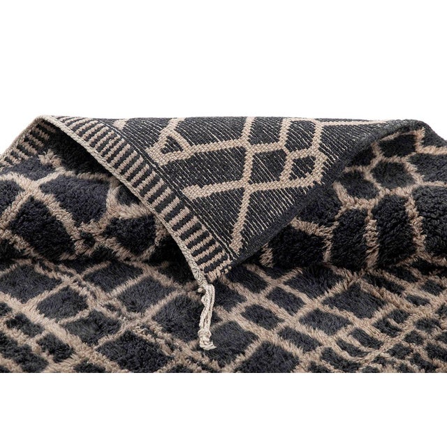 Contemporary Premium Hand-Knotted Moroccan Wool Rug | 12'5" X 8'10" | One of a Kind For Sale - Image 3 of 8