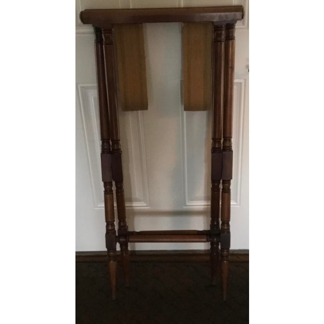 Vintage Mahogany Butler’s Tray Table With Folding X-Base | English Colonial Style Serving Stand For Sale - Image 11 of 11