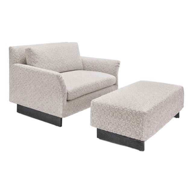 Lancaster Contemporary Melody Chair & a Half With Ottoman and Slipcovers For Sale