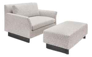 Lancaster Contemporary Melody Chair & a Half With Ottoman and Slipcovers
