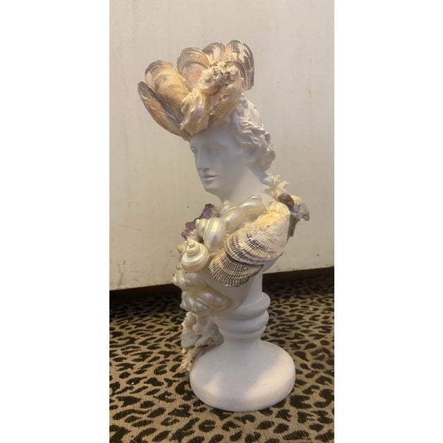 White Shell Encrusted Bust With Amethyst Accent For Sale - Image 8 of 8