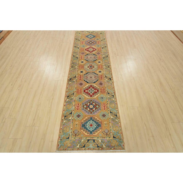 Farmhouse Kazak Runner 2’9” X 9’6” Brown Wool Tribal Hand-Knotted Oriental Rug For Sale - Image 3 of 13