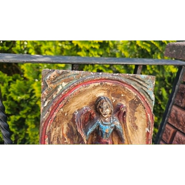 Wood Art Deco Wooden Picture in Carved Bas-Relief with Guardian Angel, 1940s For Sale - Image 7 of 10