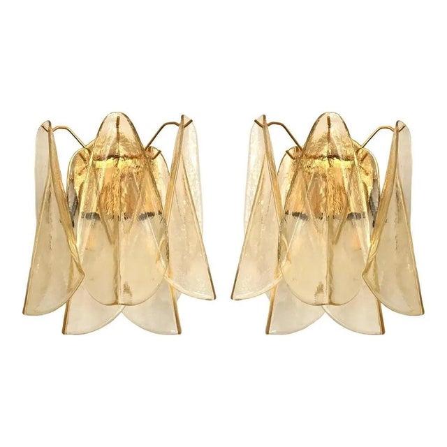 Contemporary Amber Rondini Murano Glass Gold Wall Sconces by Simoeng, Set of 2 For Sale - Image 3 of 9
