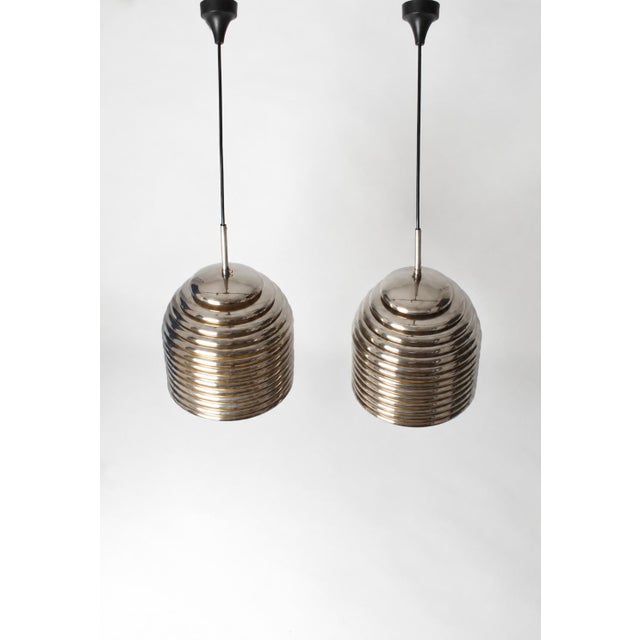 Metal Saturn Pendant Lamps by Kazuo Motozawa for Staff, Germany, 1970s, Set of 2 For Sale - Image 7 of 8