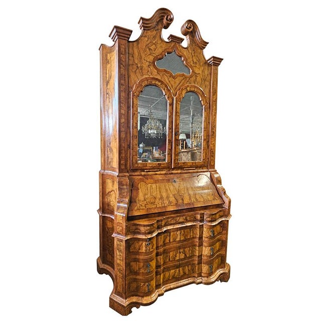 20th Century Venetian Burl Chest of Drawers with Drop-Leaf Door and Mirrors For Sale - Image 3 of 6