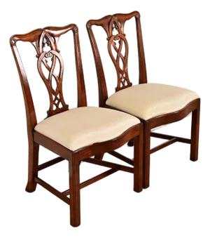 Maitland Smith Georgian Carved Mahogany Side Chairs or Dining Chairs, Pair