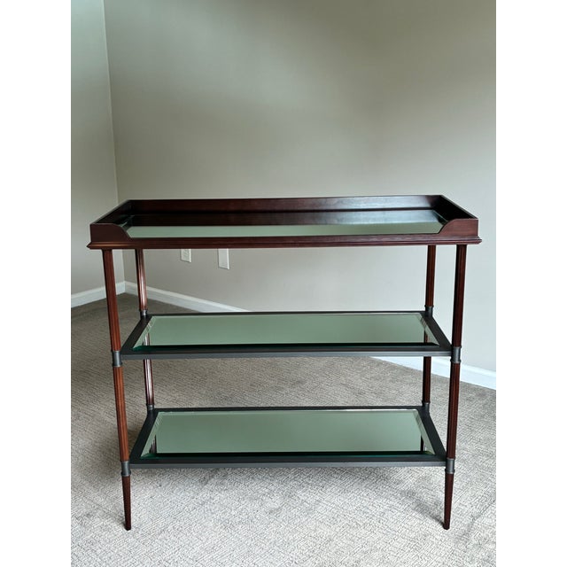 Late 20th Century Late 20th Century Baker Jacques Garcia Tiered Mahogany Mirrored Beveled Glass Drybar Side Table For Sale - Image 5 of 12