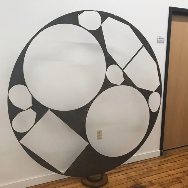Large scale vintage abstract round iron sculpture. Series 65.