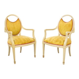Pair of Jamie Drake Lacquered Transitional Armchairs For Sale