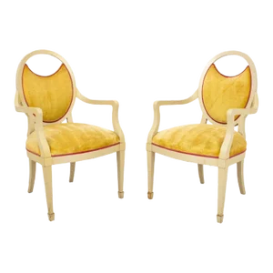 Pair of Jamie Drake Lacquered Transitional Armchairs