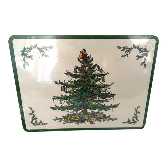 Set of 6 Spode "Christmas Tree" Corkboard Placemats For Sale
