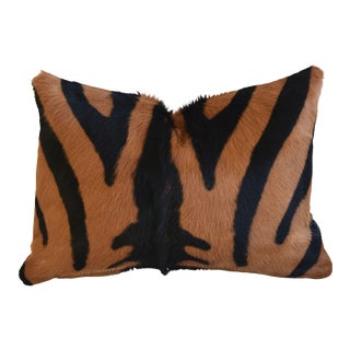 Brazilian Zebra Stripe Hair-On-Hide Cowhide Feather/Down Pillow 18" X 12.5" For Sale