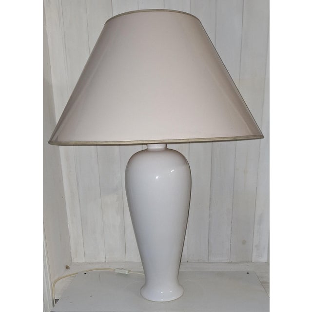 Large Vintage Table Lamp with White Ceramic Base by Leola, 1970s For Sale - Image 4 of 9