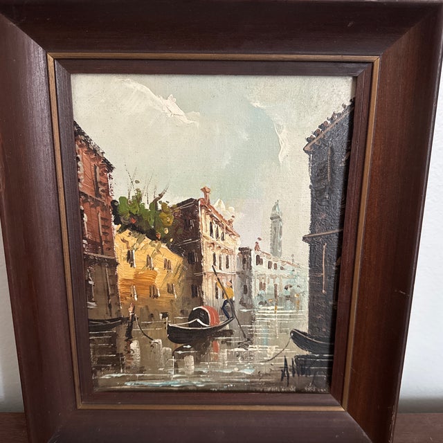 Impressionist Vintage Oil Painting For Sale - Image 3 of 5