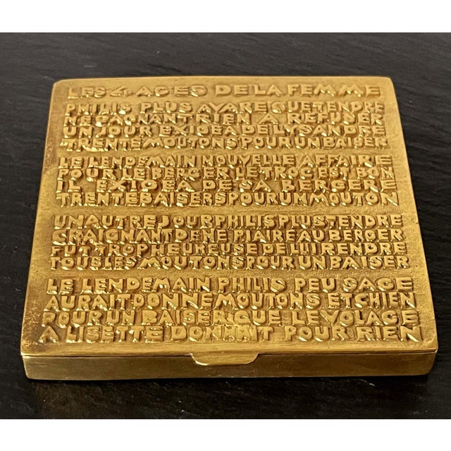 Mid-Century Modern Gilded Bronze Box with Poem by French Art Jeweler Line Vautrin For Sale - Image 3 of 10