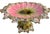 Lovely European naturalistic form majolica compote featuring beautiful lustrous glazes in pink and greens with touches of...