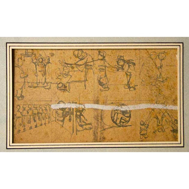 Gabriele Galantara, Sketch, 1907, Pencil on Paper For Sale