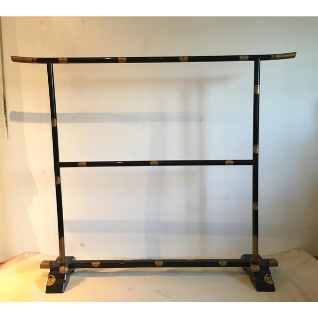 Japanese Black Lacquer and Gold Kimono Rack For Sale - Image 5 of 18