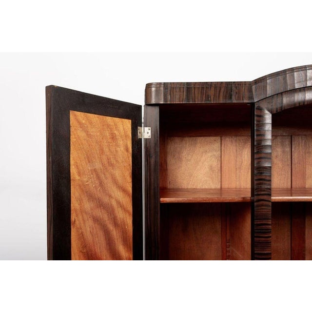 1940s Antique French Art Deco Macassar Ebony Wood Wardrobe Armoire Cabinet, 1940s For Sale - Image 5 of 12