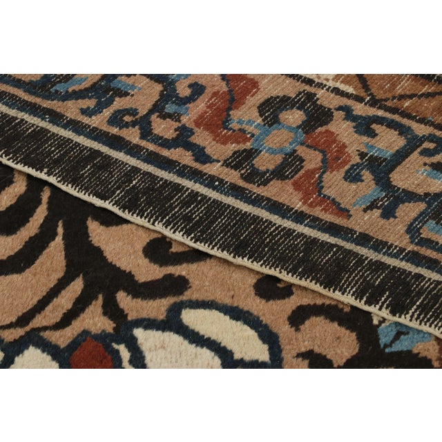 Vintage Chinese Art Deco Rug in Brown With Medallion and Florals - Rug & Kilim For Sale In New York - Image 6 of 7
