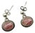 1970s Vintage Southwestern Boho Chic Judith Jack Sterling & Pink Rhodochrosite Drop Dandle Earrings - A Pair For Sale