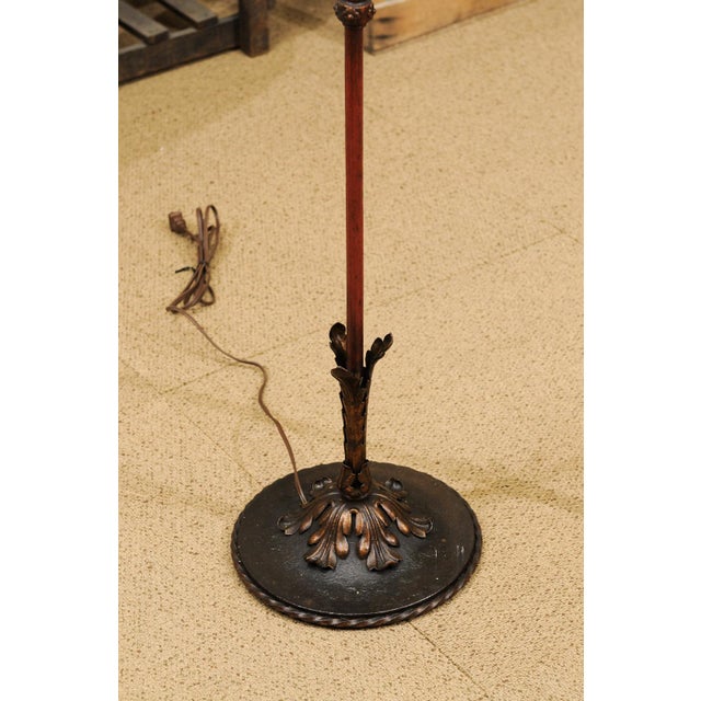 Stunning Pair of 1940s Italian Tole Floor Lamps, Gilt & Garnet Red For Sale In Atlanta - Image 6 of 12