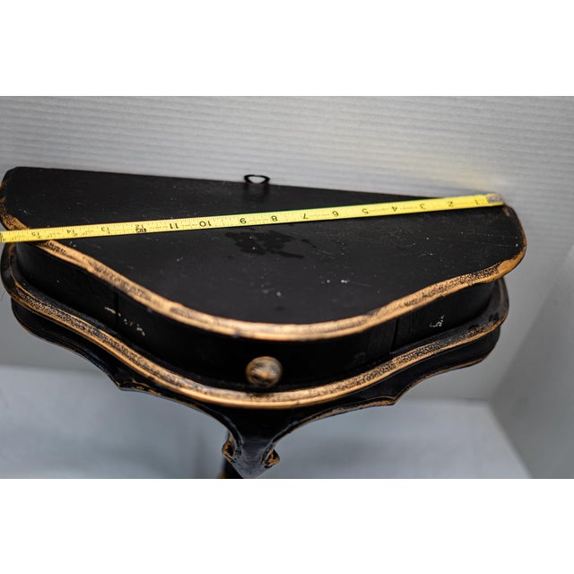 Antique Baroque Black and Gold Wall Mount Shelf With Drawer For Sale - Image 4 of 10