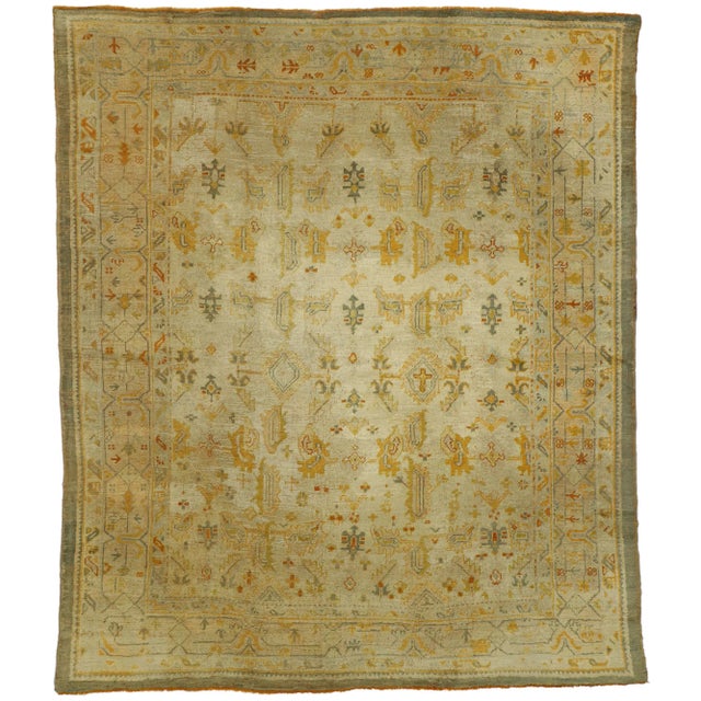 Antique Turkish Oushak Rug - 07'04 X 09'00 For Sale - Image 9 of 9