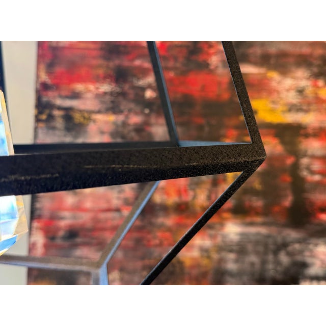 Contemporary Faceted Geometric Lantern Shape Three Light Pendant For Sale In San Francisco - Image 6 of 12