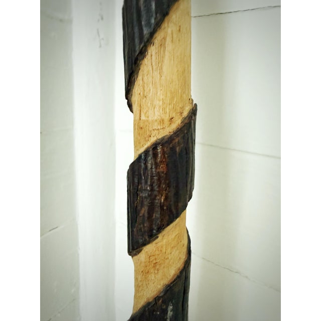 Black Vintage Hand-Carved Snake Walking Cane in Wood With Black Spiral Folk Art Design For Sale - Image 8 of 12