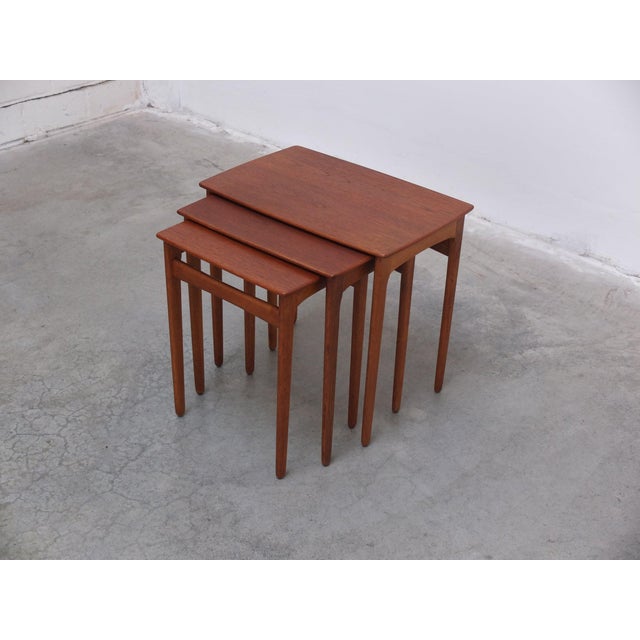 Wood Nesting Tables in Teak and Oak by Svend Åge Madsen, 1960s, Set of 3 For Sale - Image 7 of 16