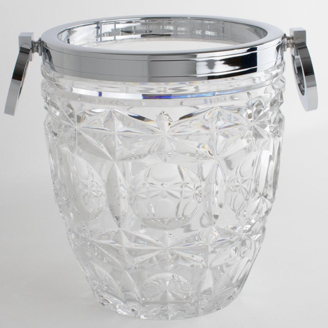 Art Deco Chrome and Crystal Champagne Ice Bucket by Alois Straszak for Le Crabe For Sale - Image 11 of 14