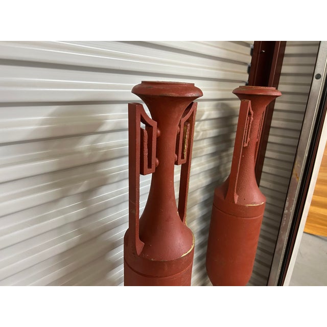 Art Deco Pair of 1920s French Art Deco Iron Urns For Sale - Image 3 of 10