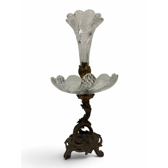 Vintage French Cut Crystal & Gilt Bronze Epergne Centerpiece For Sale In West Palm - Image 6 of 10