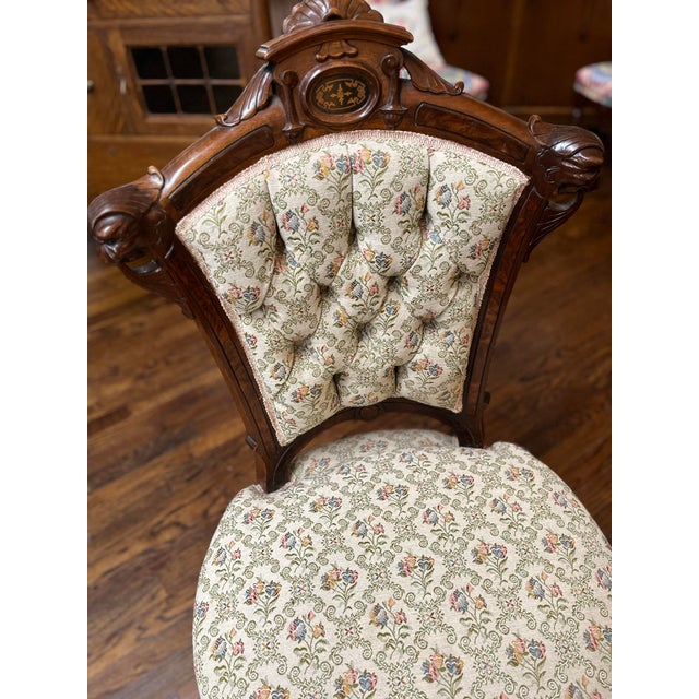 Early 20th Century Chairs Victorian Style Captain/Missus Chairs For Sale - Image 4 of 10