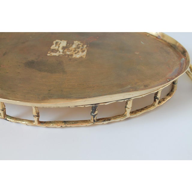 Vintage Brass Faux Bamboo Tray For Sale - Image 12 of 12