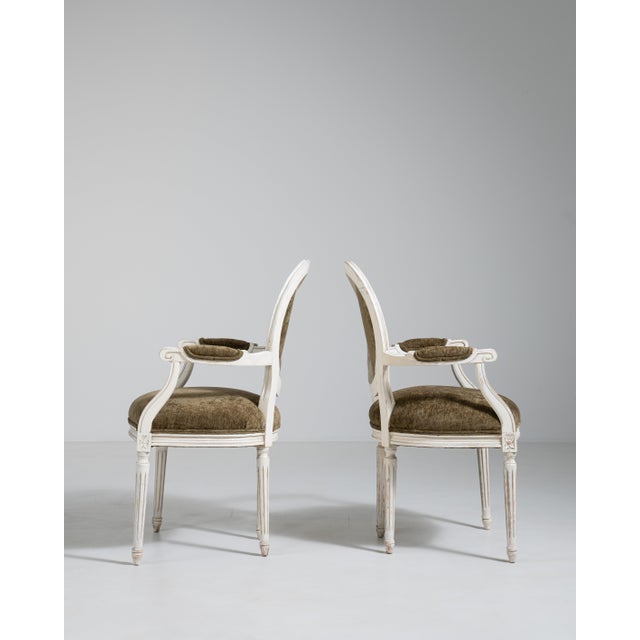 Pair of Louis XVI Upholstered Armchairs, Neoclassical Style, France, 20th Century For Sale - Image 15 of 18