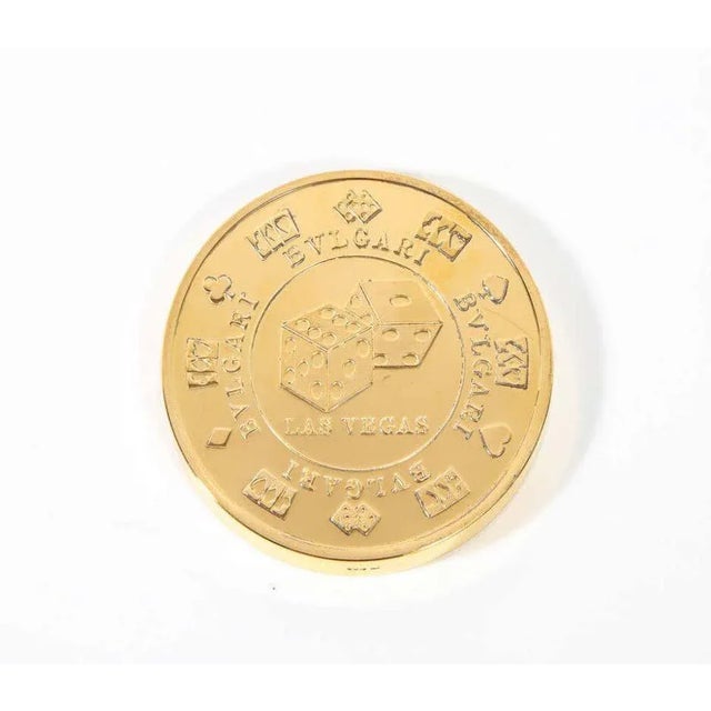 Vintage Bvlgari Gilt Sterling Silver Oversized "Vegas" Casino Paper Weight Coin For Sale - Image 4 of 12
