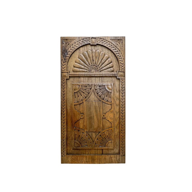 Brown Relief Carved Oak Wood Wall Panel Plaque, 1940s For Sale - Image 8 of 8