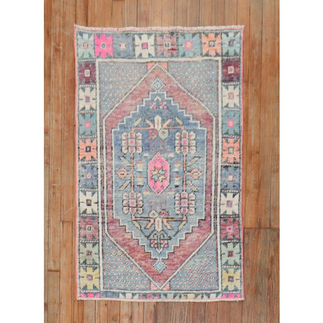 Mid 20th Century Vintage Zabihi Collection Turkish Lavender Pink Anatolian Small Rug - 2'7" x 3'11" For Sale - Image 5 of 8