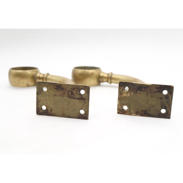 Pair of Reclaimed Brass Upright Bar Mount Rail Brackets For Sale - Image 6 of 6
