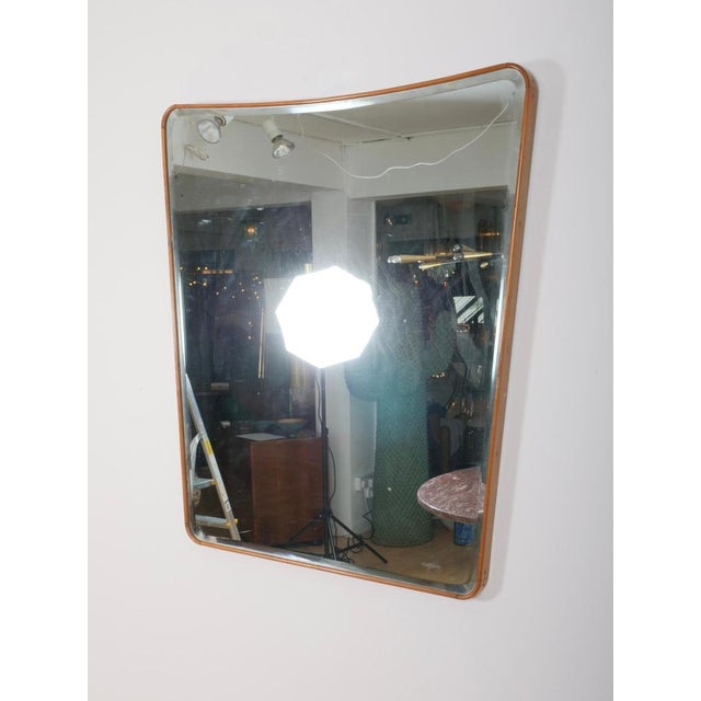 Italian Molded Oak Frame Mirror with Beveled Mirror Plate, 1950s For Sale - Image 3 of 8