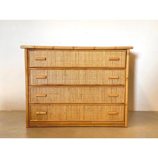 Bamboo and Wicker Dressers, 1070s, Set of 2 For Sale - Image 4 of 10