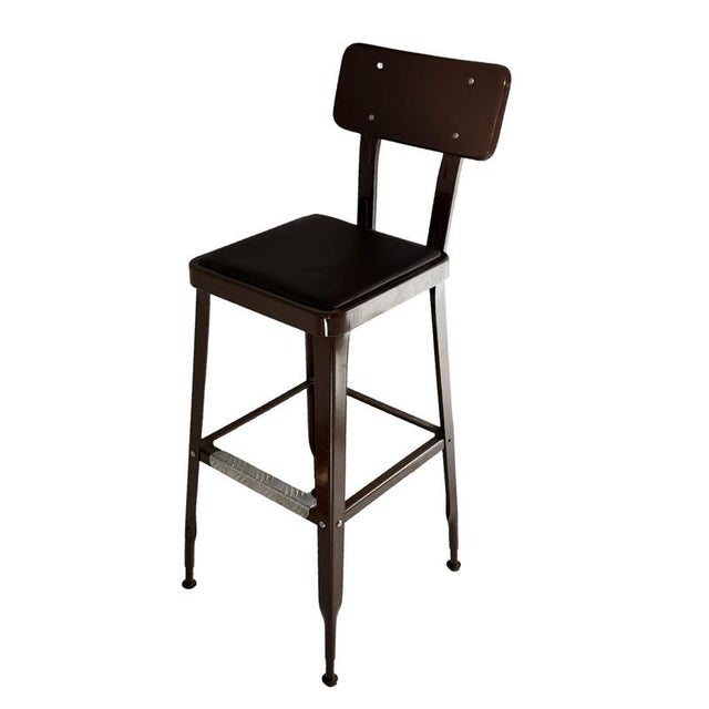 Metal Industrial Brown Bar Stool with Black Seat by Yasu Sasamoto for Dulton For Sale - Image 7 of 7