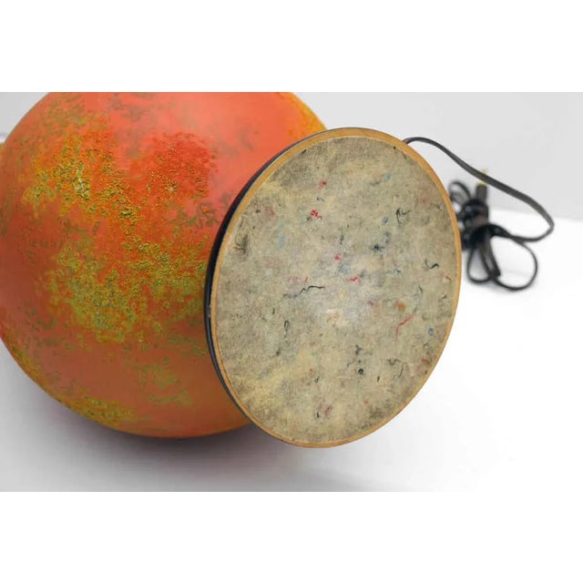 Glass Pair of 1970s Mid Century Orange Glass Table Lamps For Sale - Image 7 of 8