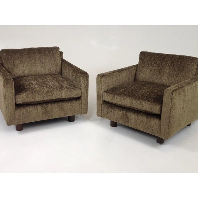 Mid century club chairs. Newly upholstered lounge chairs. The original chairs were done in a plush green chenille. Very...