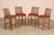 High Quality American Made Set of Four Teak Counter Stools with Upholstered Cushions and Slatted Backrests