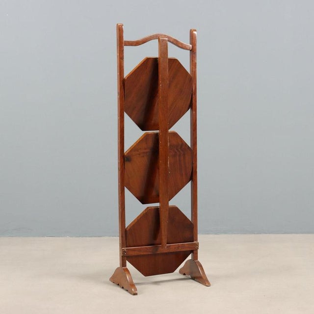 Wood Italian Valet with Walnut Inlays and Brass For Sale - Image 7 of 8