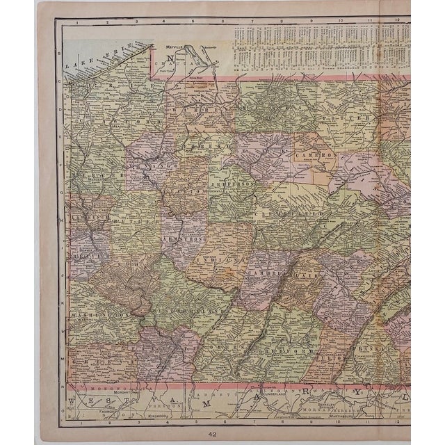 Antique Late 19th Early 20th Century "Pennsylvania" Color Atlas Map c.1910 Really nice old map of Pennsylvania. The full...